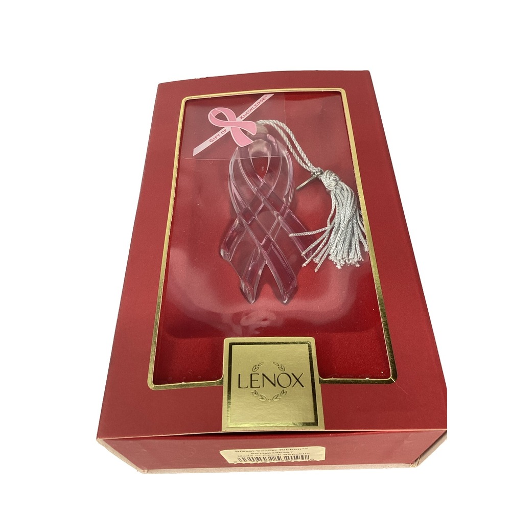 Vintage Lenox Crystal Breast Cancer Ribbon w/tassel - made in Czech Republic